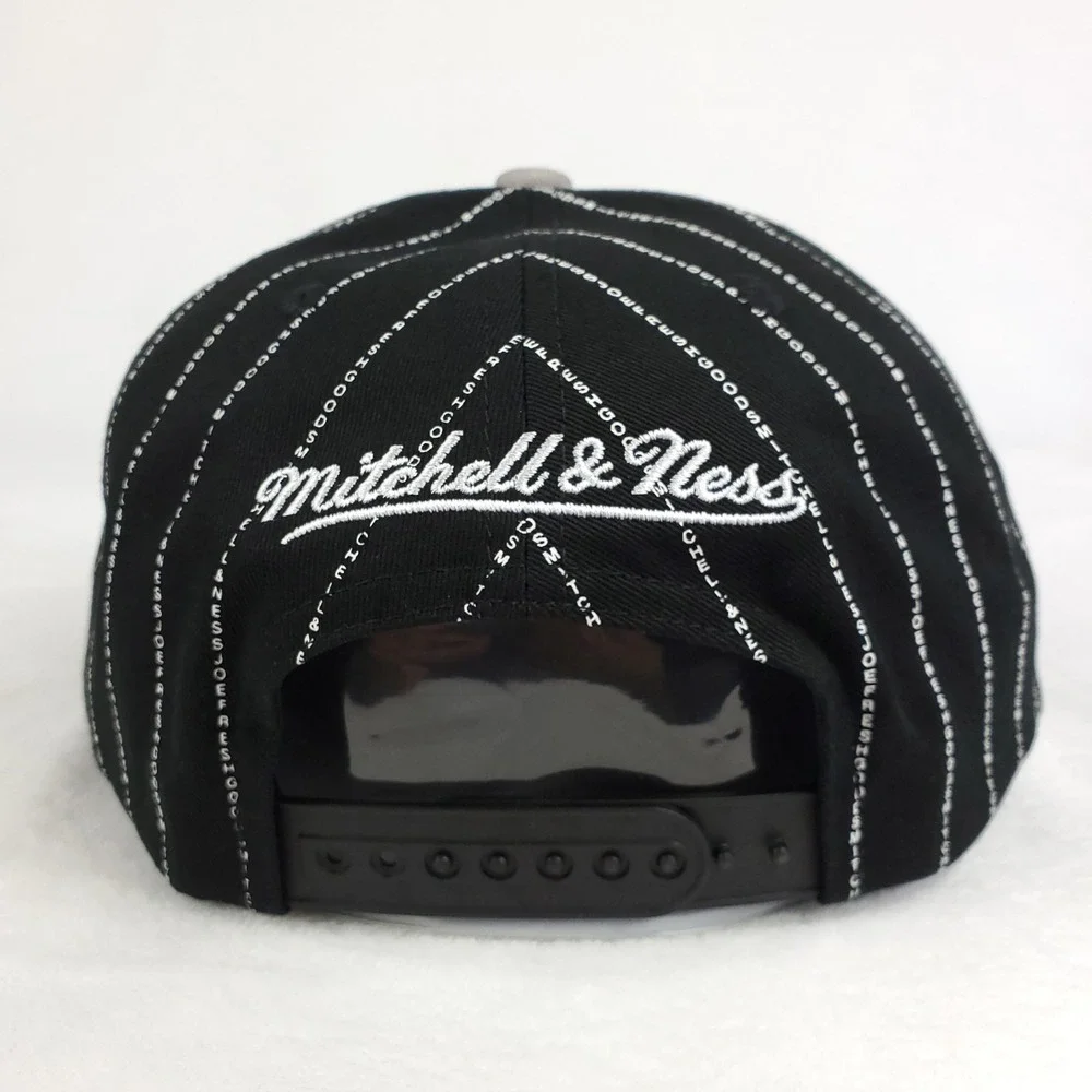 Joe Fresh Goods Mitchell & Ness Snapback Hat Cap 3D Logo Black White Stripe New